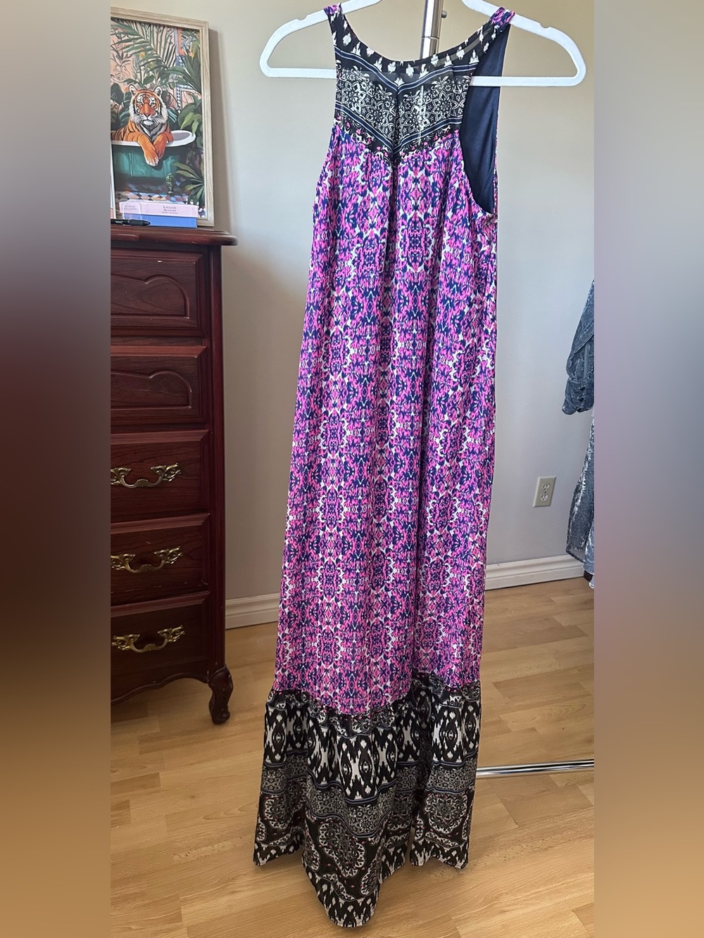 Japna Sleeveless Boho Maxi Dress | Purple Black Print | Size Small (PTP 17.5”) - Picture 5 of 8